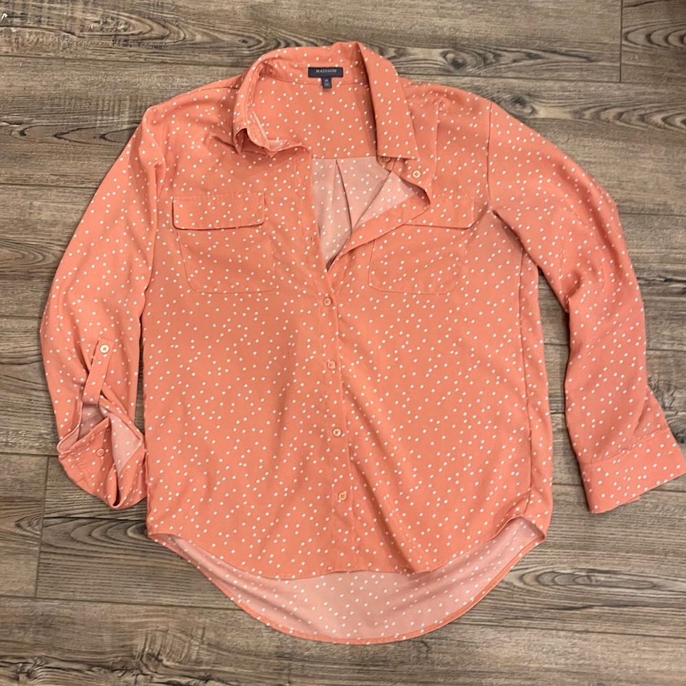 Madison Polka Dot Button Down Blouse